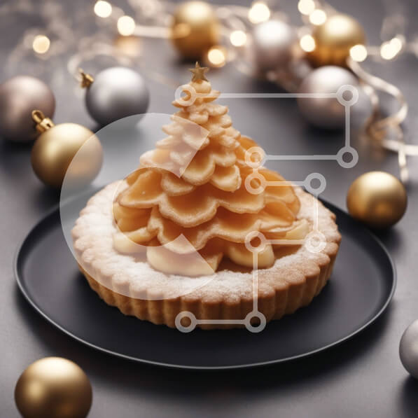 Σετ των 2 Intra Συλλεκτικό Ξύλινο Παζλ Plywood  4mm - Μικρή στρογγυλή τούρτα με χρυσά και ασημένια στολίδια Σε Ξύλινο Κουτί - Διαστάσεις: 10x10 cm – 25 κομμάτια