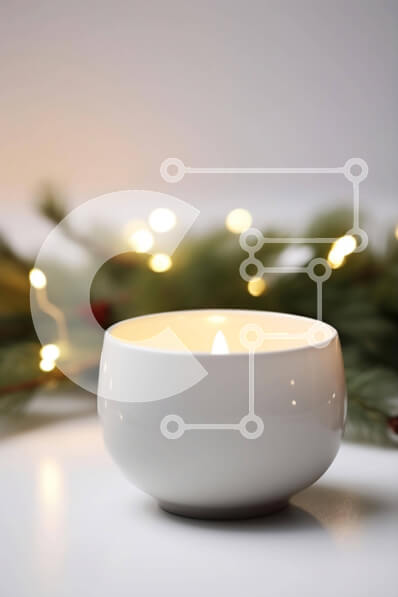 Intra Συλλεκτικό Ξύλινο Παζλ Plywood  4mm - Λευκό κερί με χριστουγεννιάτικα λαμπάκια και κουκουνάρια Σε Ξύλινο Κουτί - Διαστάσεις: 10x10 cm – 25 κομμάτια