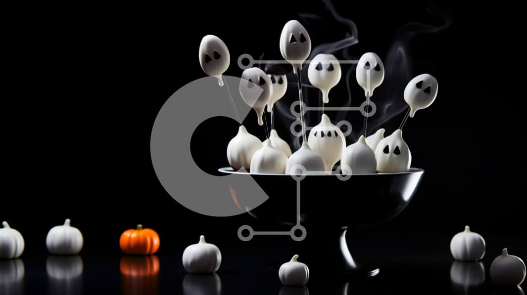 Intra Συλλεκτικό Ξύλινο Παζλ Plywood  4mm - Marshmallows σε σχήμα φαντάσματος σε μαύρο μπολ με διακοσμητικά από κολοκύθες Σε Ξύλινο Κουτί - Διαστάσεις: 10x10 cm – 25 κομμάτια