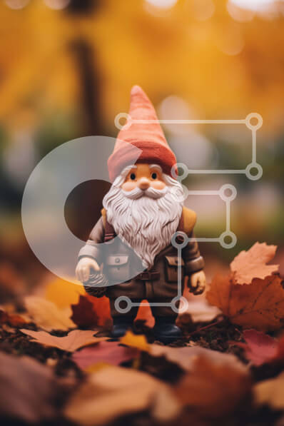 Intra Συλλεκτικό Ξύλινο Παζλ Plywood  4mm - Παιχνίδι gnome στα φθινοπωρινά φύλλα Σε Ξύλινο Κουτί - Διαστάσεις Puzzle: 10x10 cm – 25 κομμάτια