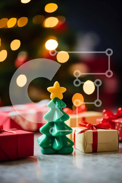 Intra Συλλεκτικό Ξύλινο Παζλ Plywood  4mm - Εορταστική χριστουγεννιάτικη σκηνή με το δέντρο παιχνιδιών και τα δώρα Σε Ξύλινο Κουτί - Διαστάσεις: 10x10 cm – 25 κομμάτια