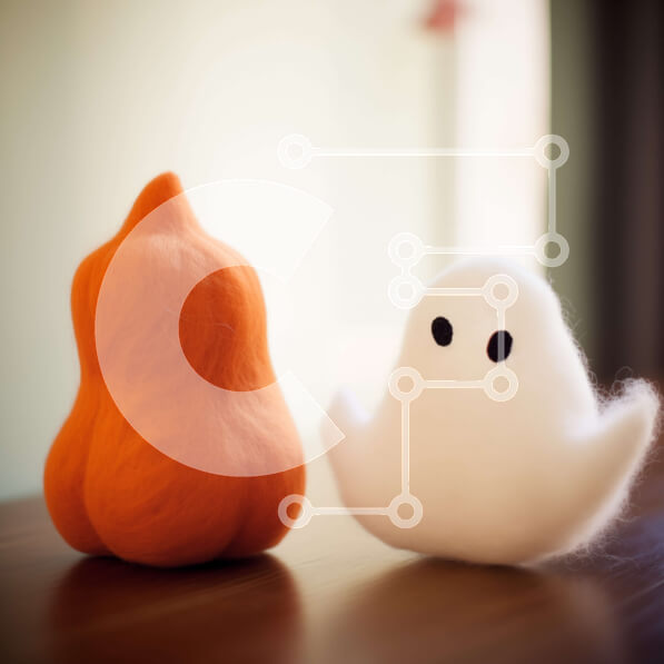 Intra Συλλεκτικό Ξύλινο Παζλ Plywood  4mm - Γεμιστά φάντασμα και κολοκύθα για αποκριάτικη διακόσμηση Σε Ξύλινο Κουτί - Διαστάσεις Puzzle: 10x10 cm – 25 κομμάτια