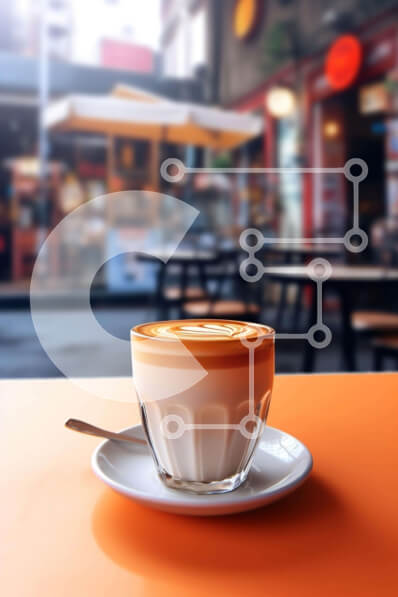 Σετ των 2 Intra Συλλεκτικό Ξύλινο Παζλ Plywood  4mm - Φλιτζάνι καφέ σε πορτοκαλί τραπέζι φόντο Σε Ξύλινο Κουτί - Διαστάσεις: 10x10 cm – 25 κομμάτια