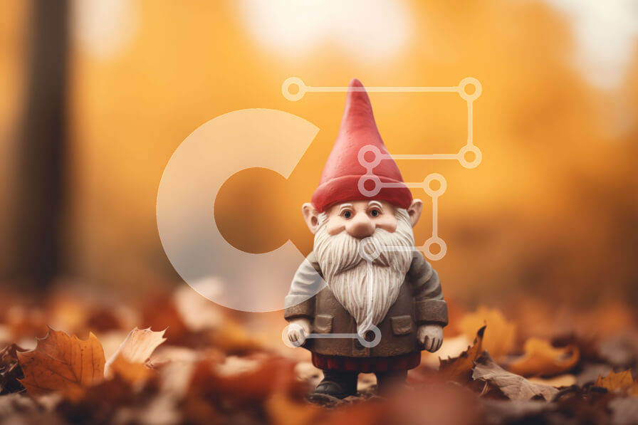 Intra Συλλεκτικό Ξύλινο Παζλ Plywood  4mm - Παιχνίδι gnome που στέκεται στα φθινοπωρινά φύλλα Σε Ξύλινο Κουτί - Διαστάσεις Puzzle: 10x10 cm – 25 κομμάτια