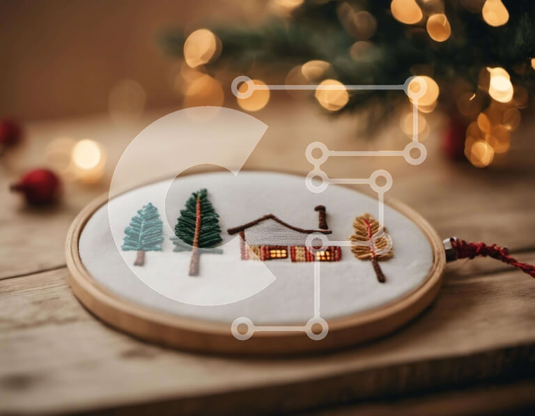 Intra Συλλεκτικό Ξύλινο Παζλ Plywood  4mm - Εορταστικό Διακόσμηση τσέρκι κεντήματος Σε Ξύλινο Κουτί - Διαστάσεις Puzzle: 10x10 cm – 25 κομμάτια