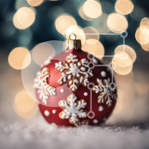 Intra Συλλεκτικό Ξύλινο Παζλ Plywood  4mm - Κόκκινο στολίδι γιορτινή μπάλα με νιφάδες χιονιού και φωτάκια Σε Ξύλινο Κουτί - Διαστάσεις: 10x10 cm – 25 κομμάτια