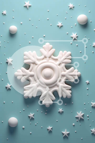 Intra Συλλεκτικό Ξύλινο Παζλ Plywood  4mm - Ζύμη μπισκότων με νιφάδα χιονιού σε μπλε φόντο Σε Ξύλινο Κουτί - Διαστάσεις Puzzle: 10x10 cm – 25 κομμάτια