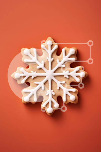 Σετ των 2 Intra Συλλεκτικό Ξύλινο Παζλ Plywood  4mm - Μπισκότο σε σχήμα νιφάδας χιονιού σε πορτοκαλί φόντο Σε Ξύλινο Κουτί - Διαστάσεις: 10x10 cm – 25 κομμάτια