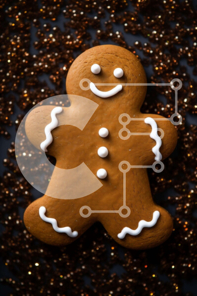 Intra Συλλεκτικό Ξύλινο Παζλ Plywood  4mm - Χριστουγεννιάτικο στολίδι Cookie με μελόψωμο με γλάσο και γκλίτερ Σε Ξύλινο Κουτί - Διαστάσεις: 10x10 cm – 25 κομμάτια