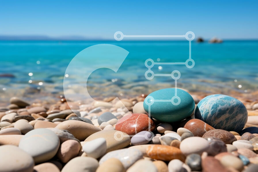 Intra Συλλεκτικό Ξύλινο Παζλ Plywood  4mm - Γραφική εικόνα μιας παραλίας με βότσαλα με καταγάλανα νερά Σε Ξύλινο Κουτί - Διαστάσεις: 10x10 cm – 25 κομμάτια