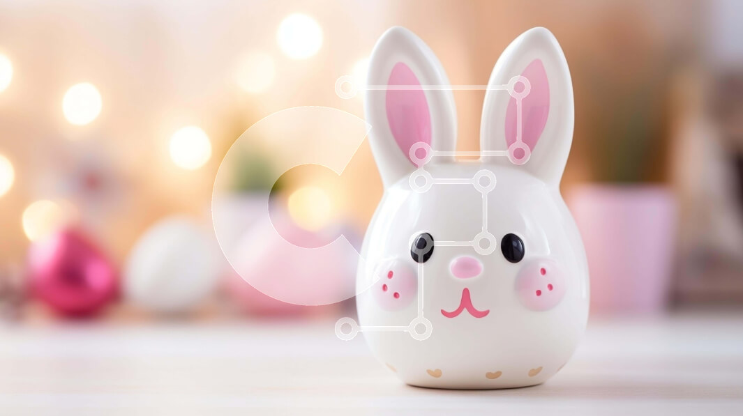 Intra Συλλεκτικό Ξύλινο Παζλ Plywood  4mm - Λευκό ειδώλιο λαγουδάκι με ροζ και λευκά πασχαλινά αυγά Σε Ξύλινο Κουτί - Διαστάσεις: 10x10 cm – 25 κομμάτια