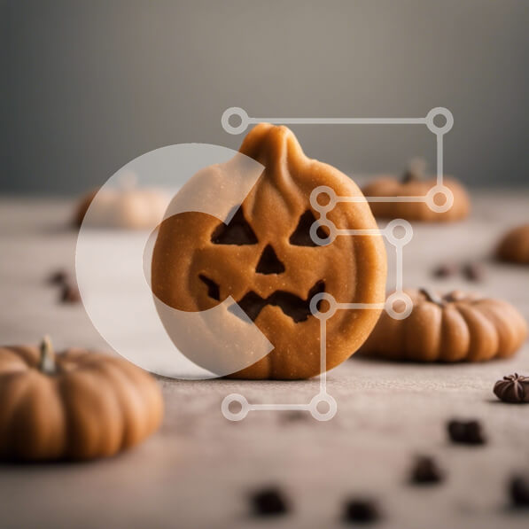 Σετ των 2 Intra Συλλεκτικό Ξύλινο Παζλ Plywood  4mm - Μπισκότο κολοκύθας με θέμα το Halloween με κομματάκια σοκολάτας Σε Ξύλινο Κουτί - Διαστάσεις: 10x10 cm – 25 κομμάτια