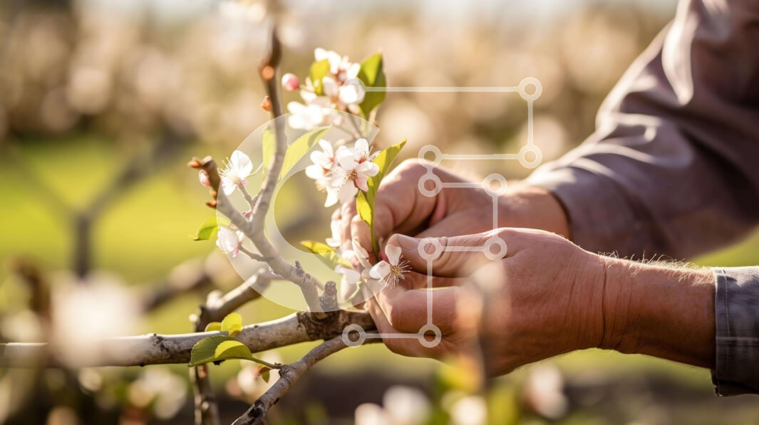 Intra Συλλεκτικό Ξύλινο Παζλ Plywood  4mm - Άτομο που εργάζεται στην ανθισμένη μηλιά Σε Ξύλινο Κουτί - Διαστάσεις: 10x10 cm – 25 κομμάτια