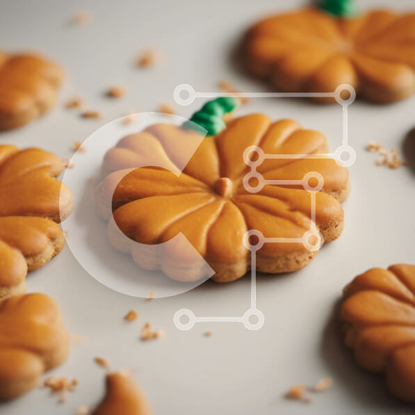 Σετ των 2 Intra Συλλεκτικό Ξύλινο Παζλ Plywood  4mm - Μπισκότα σε σχήμα κολοκύθας με πράσινα πασπαλίσματα σε λευκή επιφάνεια Σε Ξύλινο Κουτί - Διαστάσεις: 10x10 cm – 25 κομμάτια