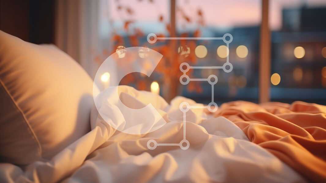 Intra Συλλεκτικό Ξύλινο Παζλ Plywood  4mm - Κρεβάτι με λευκό αναπαυτικό και θέα στην πόλη στο ηλιοβασίλεμα Σε Ξύλινο Κουτί - Διαστάσεις Puzzle: 10x10 cm – 25 κομμάτια