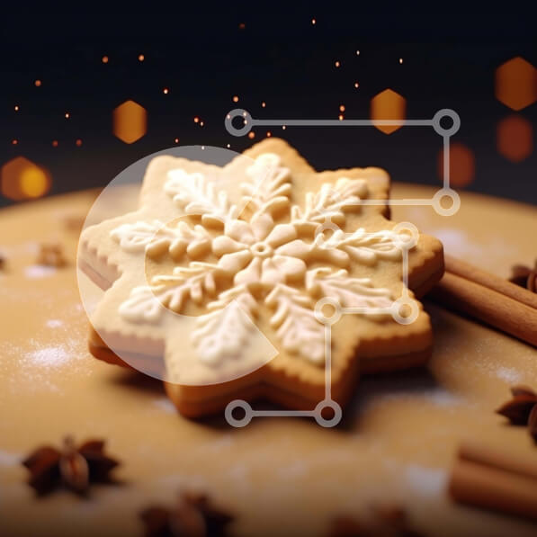 Σετ των 2 Intra Συλλεκτικό Ξύλινο Παζλ Plywood  4mm - Μπισκότο σε σχήμα νιφάδας χιονιού με ξυλάκια κανέλας και μπαχαρικά Σε Ξύλινο Κουτί - Διαστάσεις: 10x10 cm – 25 κομμάτια