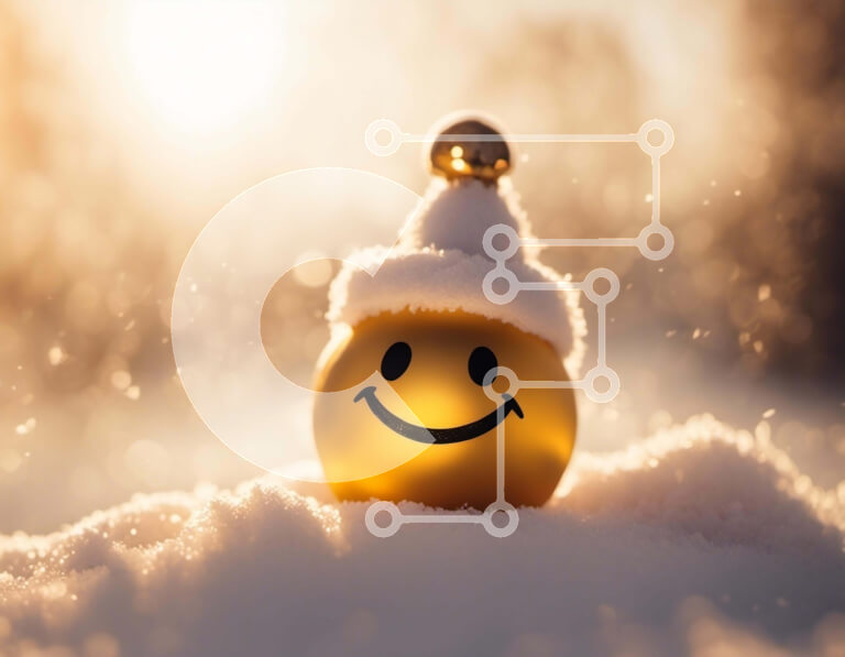 Intra Συλλεκτικό Ξύλινο Παζλ Plywood  4mm - Χρυσό χαμογελαστό πρόσωπο στο χιόνι με καπέλο Σε Ξύλινο Κουτί - Διαστάσεις Puzzle: 10x10 cm – 25 κομμάτια