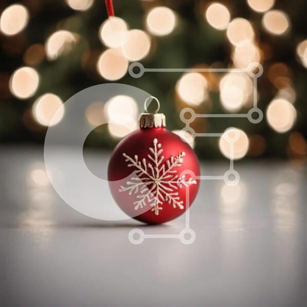 Intra Συλλεκτικό Ξύλινο Παζλ Plywood  4mm - Κόκκινη μπάλα στολίδι που κρέμεται με σχέδιο νιφάδα χιονιού Σε Ξύλινο Κουτί - Διαστάσεις: 10x10 cm – 25 κομμάτια