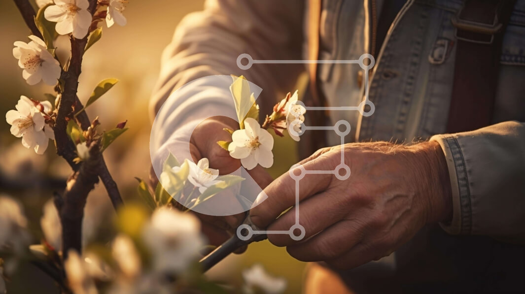 Intra Συλλεκτικό Ξύλινο Παζλ Plywood  4mm - Άτομο που εργάζεται σε κλαδιά αμυγδαλιάς Σε Ξύλινο Κουτί - Διαστάσεις: 10x10 cm – 25 κομμάτια