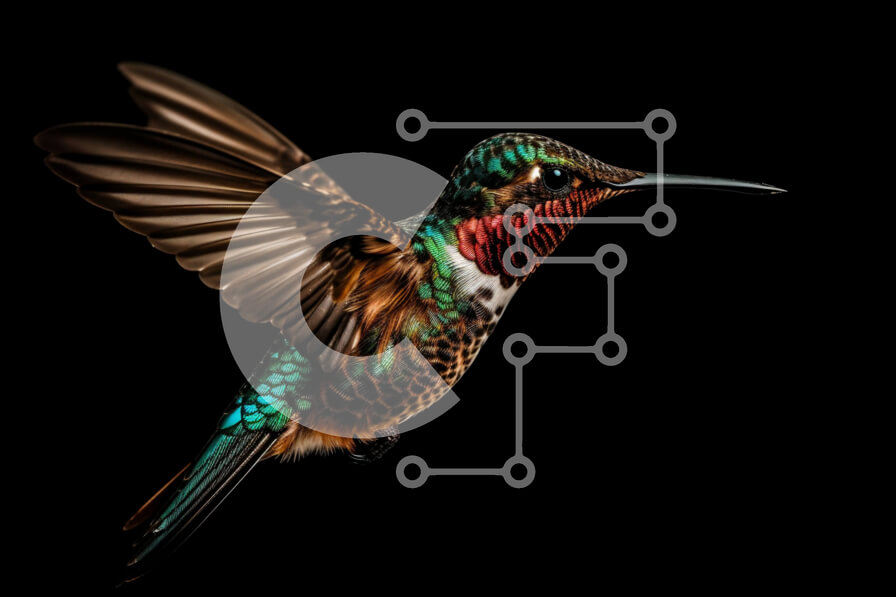 Σετ των 2 Intra Συλλεκτικό Ξύλινο Παζλ Plywood  4mm - Εκπληκτική εικόνα ενός κολιμπρί σε πτήση με όμορφα φτερά Σε Ξύλινο Κουτί - Διαστάσεις: 10x10 cm – 25 κομμάτια