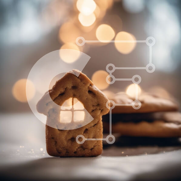 Σετ των 2 Intra Συλλεκτικό Ξύλινο Παζλ Plywood  4mm - Στοίβα cookie με θέμα τις διακοπές με φώτα στο φόντο Σε Ξύλινο Κουτί - Διαστάσεις: 10x10 cm – 25 κομμάτια