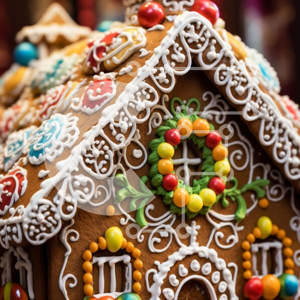 Intra Συλλεκτικό Ξύλινο Παζλ Plywood  4mm - Πολύχρωμη διακόσμηση σπιτιού με μελόψωμο για τις γιορτές Σε Ξύλινο Κουτί - Διαστάσεις: 10x10 cm – 25 κομμάτια