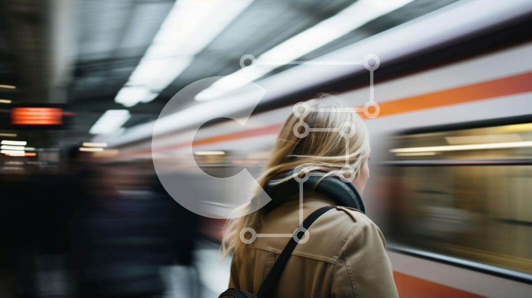 Intra Συλλεκτικό Ξύλινο Παζλ Plywood  4mm - Γυναίκα που περιμένει το τρένο σε έναν σταθμό Σε Ξύλινο Κουτί - Διαστάσεις Puzzle: 10x10 cm – 25 κομμάτια