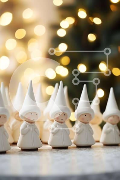 Intra Συλλεκτικό Ξύλινο Παζλ Plywood  4mm - Χριστουγεννιάτικα ειδώλια Gnome σε διακοσμημένο τραπέζι Σε Ξύλινο Κουτί - Διαστάσεις: 10x10 cm – 25 κομμάτια