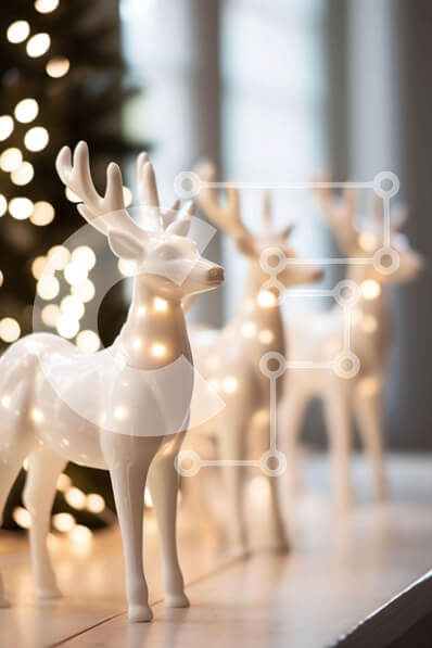 Intra Συλλεκτικό Ξύλινο Παζλ Plywood  4mm - Εορταστικά ειδώλια λευκών ελαφιών με χριστουγεννιάτικο δέντρο Σε Ξύλινο Κουτί - Διαστάσεις: 10x10 cm – 25 κομμάτια