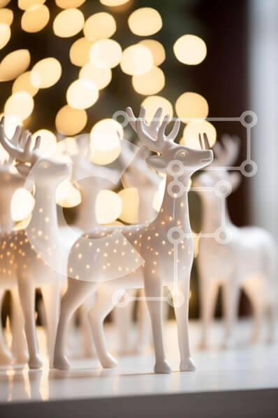 Intra Συλλεκτικό Ξύλινο Παζλ Plywood  4mm - Ειδώλια λευκών ταράνδων σε διακοσμητικό τραπέζι με φώτα Σε Ξύλινο Κουτί - Διαστάσεις: 10x10 cm – 25 κομμάτια