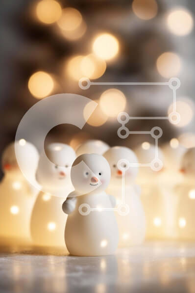 Intra Συλλεκτικό Ξύλινο Παζλ Plywood  4mm - Ομάδα φωτιζόμενων ειδώλων χιονάνθρωποι Σε Ξύλινο Κουτί - Διαστάσεις: 10x10 cm – 25 κομμάτια