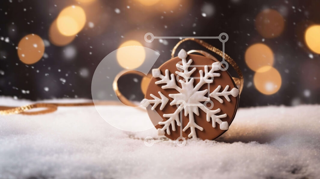 Intra Συλλεκτικό Ξύλινο Παζλ Plywood  4mm - Στολίδι νιφάδα χιονιού στο χιόνι με χρυσό γκλίτερ Σε Ξύλινο Κουτί - Διαστάσεις Puzzle: 10x10 cm – 25 κομμάτια