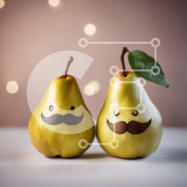 Intra Συλλεκτικό Ξύλινο Παζλ Plywood  4mm - Δύο πράσινα αχλάδια με μουστάκια σε λευκό φόντο Σε Ξύλινο Κουτί - Διαστάσεις: 10x10 cm – 25 κομμάτια