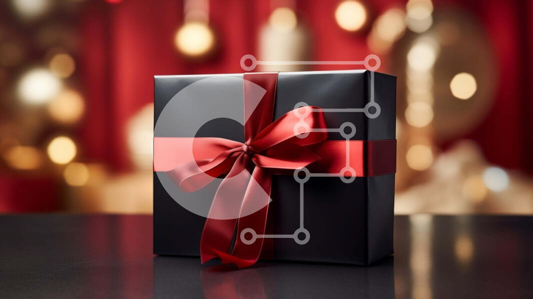 Intra Συλλεκτικό Ξύλινο Παζλ Plywood  4mm - Γιορτινό μαύρο κουτί δώρου με κόκκινη κορδέλα Σε Ξύλινο Κουτί - Διαστάσεις: 10x10 cm – 25 κομμάτια