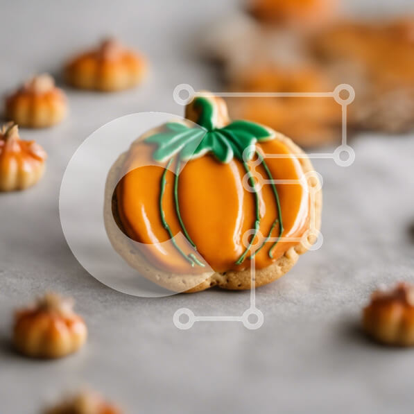 Σετ των 2 Intra Συλλεκτικό Ξύλινο Παζλ Plywood  4mm - Μπισκότο σε σχήμα κολοκύθας με γλάσο πορτοκαλιού σε γιορτινό τραπέζι Σε Ξύλινο Κουτί - Διαστάσεις: 10x10 cm – 25 κομμάτια