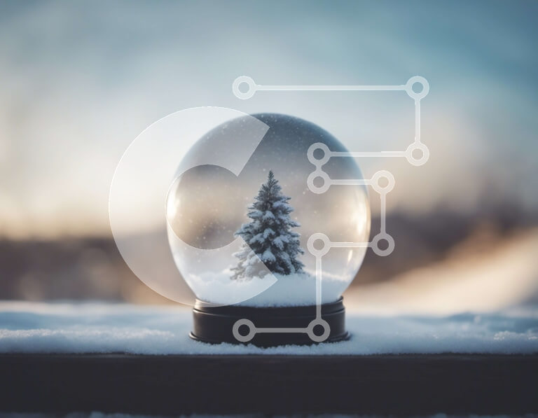 Intra Συλλεκτικό Ξύλινο Παζλ Plywood  4mm - Στολίδι Snow Globe με χειμερινό δέντρο Σε Ξύλινο Κουτί - Διαστάσεις: 10x10 cm – 25 κομμάτια