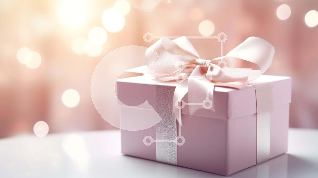 Intra Συλλεκτικό Ξύλινο Παζλ Plywood  4mm - Ροζ κουτί δώρου σε λευκό τραπέζι με φώτα Bokeh Σε Ξύλινο Κουτί - Διαστάσεις: 10x10 cm – 25 κομμάτια