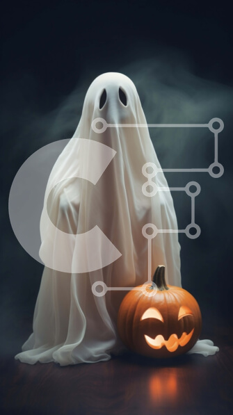 Intra Συλλεκτικό Ξύλινο Παζλ Plywood  4mm - Φάντασμα και λαμπερή κολοκύθα για αποκριάτικη διακόσμηση Σε Ξύλινο Κουτί - Διαστάσεις: 10x10 cm – 25 κομμάτια