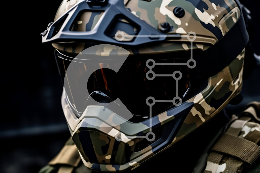 Intra Συλλεκτικό Ξύλινο Παζλ Plywood  4mm - Κράνος καμουφλάζ και γυαλιά στρατιωτικού τύπου Σε Ξύλινο Κουτί - Διαστάσεις Puzzle: 10x10 cm – 25 κομμάτια