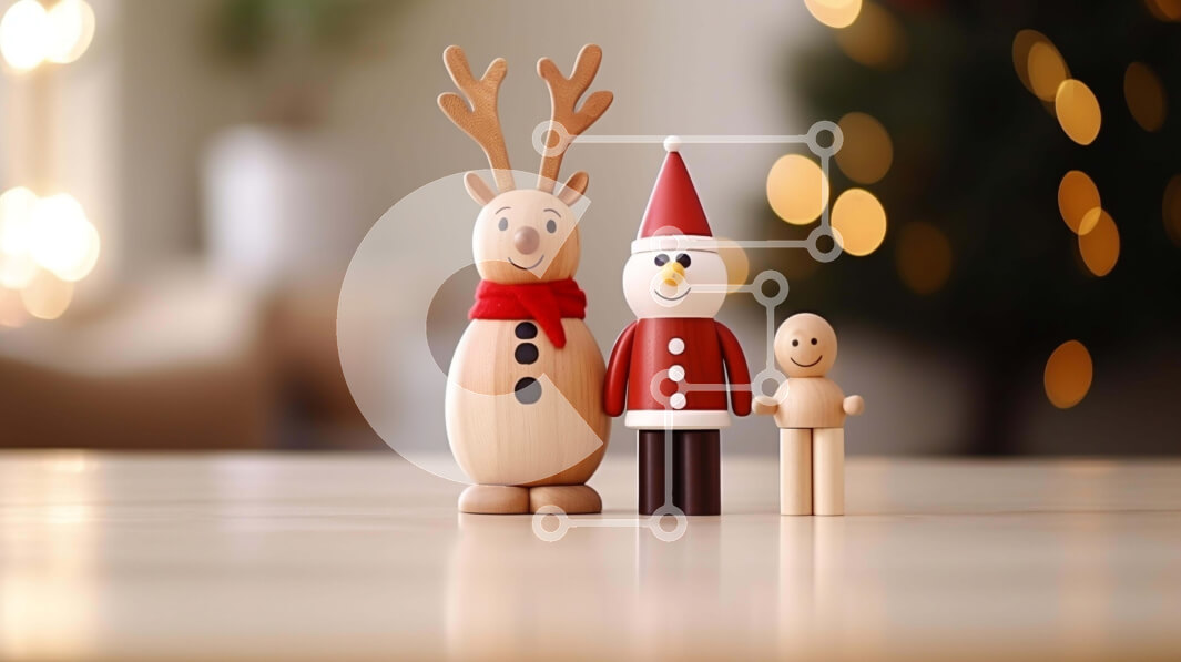 Intra Συλλεκτικό Ξύλινο Παζλ Plywood  4mm - Ξύλινα διακοσμητικά διακοπών - Τάρανδοι, ξωτικά και χιονάνθρωποι Σε Ξύλινο Κουτί - Διαστάσεις: 10x10 cm – 25 κομμάτια