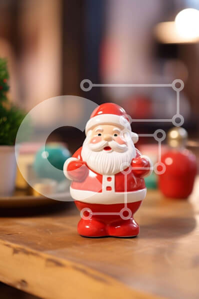 Intra Συλλεκτικό Ξύλινο Παζλ Plywood  4mm - Κόκκινο ειδώλιο Άγιου Βασίλη με στολίδια στο τραπέζι Σε Ξύλινο Κουτί - Διαστάσεις: 10x10 cm – 25 κομμάτια