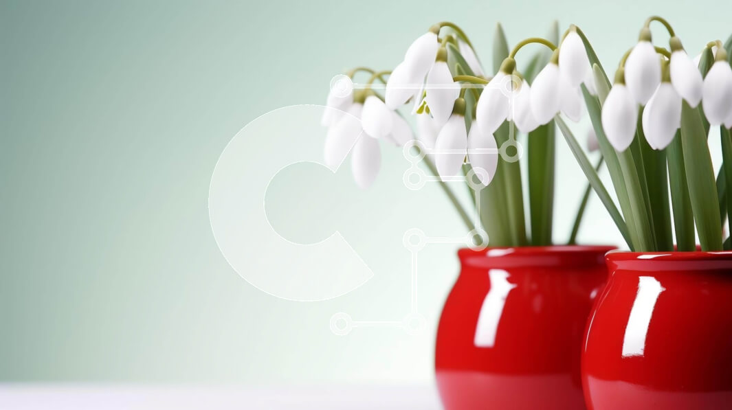 Intra Συλλεκτικό Ξύλινο Παζλ Plywood  4mm - Δύο κόκκινα βάζα με λευκές χιονοστάτες Σε Ξύλινο Κουτί - Διαστάσεις: 10x10 cm – 25 κομμάτια