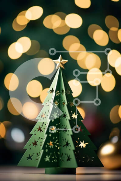 Intra Συλλεκτικό Ξύλινο Παζλ Plywood  4mm - Μικρό πράσινο χριστουγεννιάτικο δέντρο στο διακοσμητικό τραπέζι Σε Ξύλινο Κουτί - Διαστάσεις: 10x10 cm – 25 κομμάτια