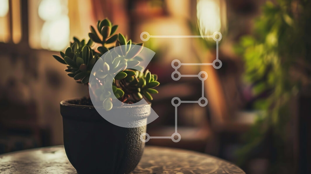 Intra Συλλεκτικό Ξύλινο Παζλ Plywood  4mm - Υγιές μικρό φυτό σε γλάστρα σε τραπέζι εξωτερικού χώρου Σε Ξύλινο Κουτί - Διαστάσεις: 10x10 cm – 25 κομμάτια