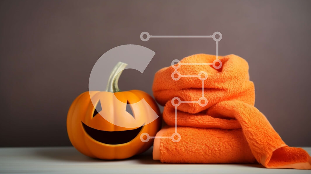 Intra Συλλεκτικό Ξύλινο Παζλ Plywood  4mm - Πετσέτα κολοκύθας Halloween πάνω από μια άλλη πετσέτα Σε Ξύλινο Κουτί - Διαστάσεις Puzzle: 10x10 cm – 25 κομμάτια