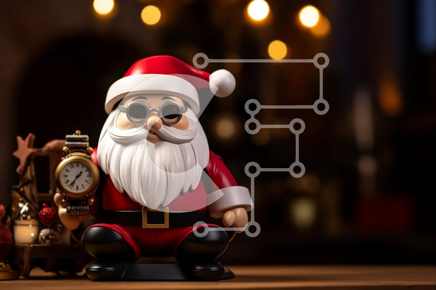 Intra Συλλεκτικό Ξύλινο Παζλ Plywood  4mm - Ειδώλιο Άγιου Βασίλη με γυαλιά ηλίου και ξυπνητήρι Σε Ξύλινο Κουτί - Διαστάσεις: 10x10 cm – 25 κομμάτια