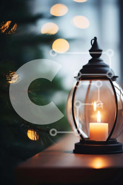 Intra Συλλεκτικό Ξύλινο Παζλ Plywood  4mm - Φανάρι με κεριά και χριστουγεννιάτικο δέντρο Σε Ξύλινο Κουτί - Διαστάσεις: 10x10 cm – 25 κομμάτια