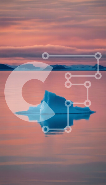 Σετ των 2 Intra Συλλεκτικό Ξύλινο Παζλ Plywood  4mm - Παγόβουνο που επιπλέει στα ήρεμα νερά στο ηλιοβασίλεμα Σε Ξύλινο Κουτί - Διαστάσεις: 10x10 cm – 25 κομμάτια