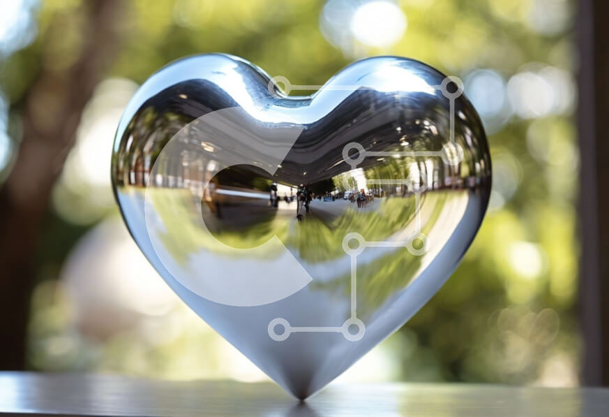 Intra Συλλεκτικό Ξύλινο Παζλ Plywood  4mm - Ασημένιο γλυπτό σε σχήμα καρδιάς σε ξύλινο τραπέζι με πράσινο Σε Ξύλινο Κουτί - Διαστάσεις: 10x10 cm – 25 κομμάτια