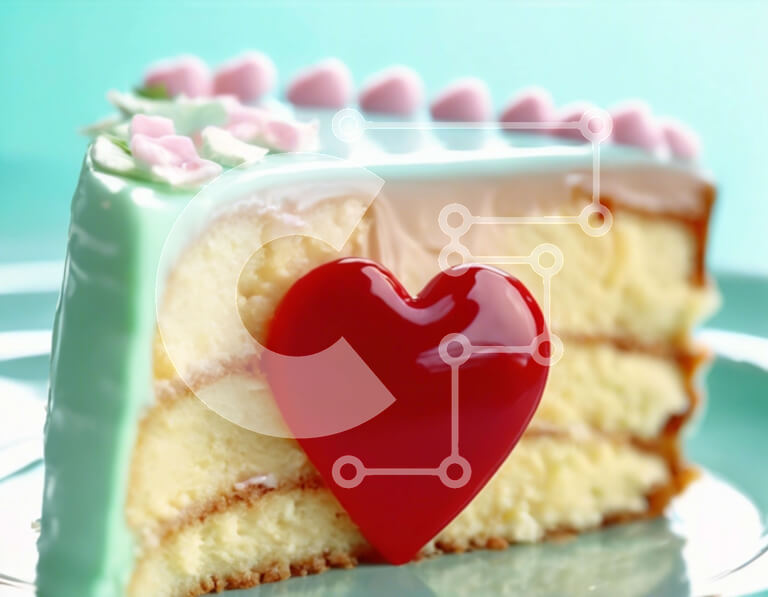 Σετ των 2 Intra Συλλεκτικό Ξύλινο Παζλ Plywood  4mm - Φέτα κέικ με διακόσμηση καρδιάς Σε Ξύλινο Κουτί - Διαστάσεις: 10x10 cm – 25 κομμάτια